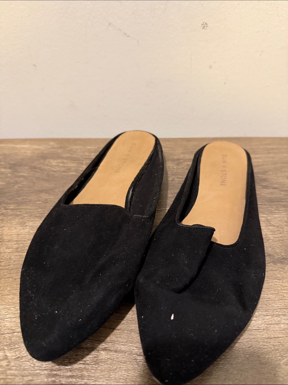 Black Suede Pointed Toe Slip-On Flats